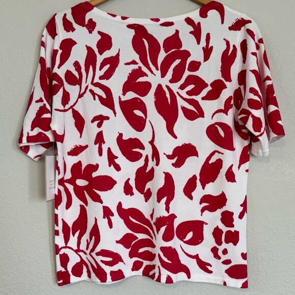 Calligraphie NWT White Fuchsia Short Sleeve Seeater Sz L - Picture 3 of 7